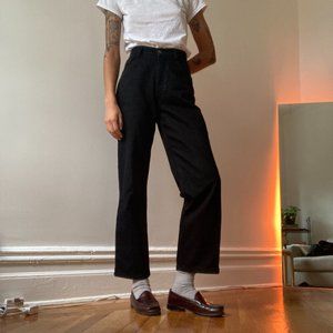 Los Angeles Apparel High Waisted Straight Leg Jeans in Black